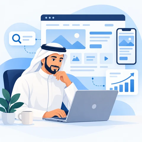 رسم يوضح إدارة موقع ومشروع رقمي