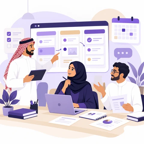 رسم يوضح تعاون فرق الوكالات وإدارة المشروعات
